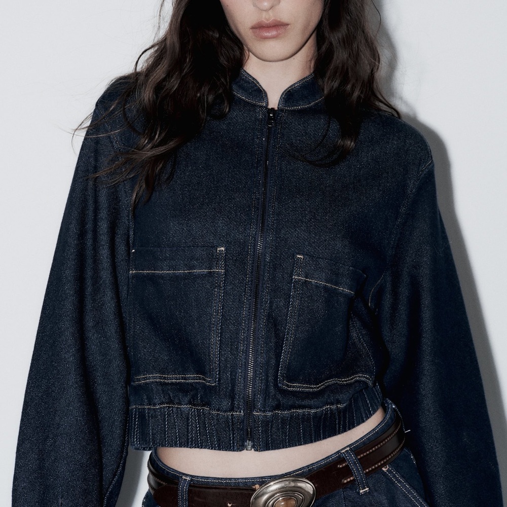 bnwt zara denim bomber jacket